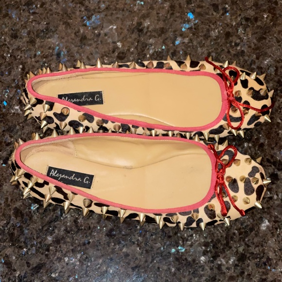 Intermix Alejandra G leopard calf hair studded flats - Picture 4 of 12